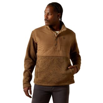 Ariat Mens Caldwell Reinforced Snap Sweater Long Sleeve in Khaki, Size Small, by Ariat