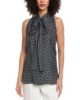 Oscar De La Renta Small Oscar Chain Silk Top