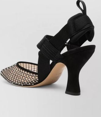Fendi silk crystal-embellished slingback pumps