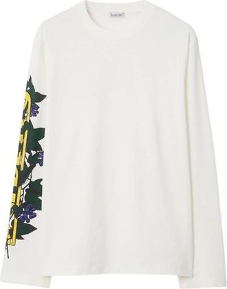 Burberry Ivy Logo Cotton Long-Sleeved Top, Size X-Small