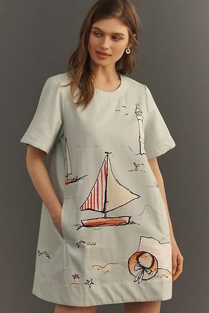 Maeve Emmy Short-Sleeve Swing Mini Dress by Maeve