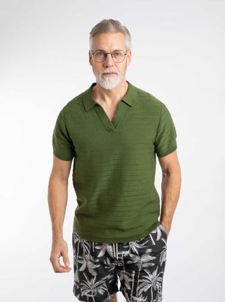 Weird Fish Tyne Trophy Neck Knitted Polo Shirt in Ginko Green at Nordstrom, Size Xxx-Large