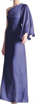 Sachin & Babi Keely One-Shoulder Gown In Cobalt
