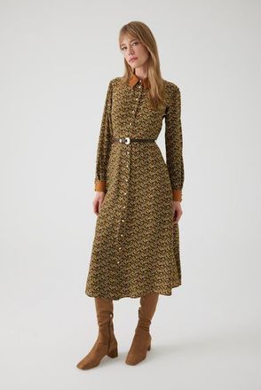 Exquise Antonia Midi Dress in Brown Patterned at Nordstrom, Size Xx-Large