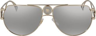 Versace Light Grey Mirror Silver Pilot Mens Sunglasses VE2225 12526G 60