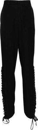 Jean Paul Gaultier lace-up wool trousers - women - Viscose/Wool - 40 - Black