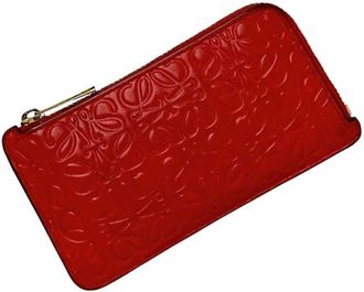 Loewe Red Color Leather Long Wallet (Bi-Fold) (Pre-Owned)