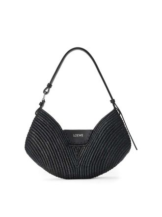 Loewe Swing Medium Raffia And Leather Bag