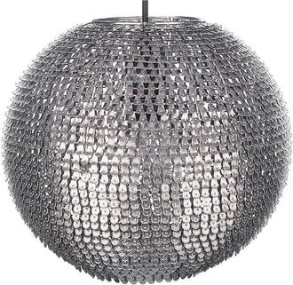 Beliani Lámpara colgante de metal plateado con forma de globo escamas brillantes Seine