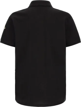 Moncler Tricolor Detail Cotton Piqu&eacute; Polo Shirt - Black
