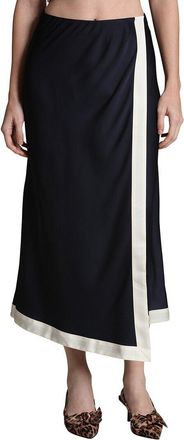 Avec Les Filles Asymmetrical Faux Wrap Midi Skirt