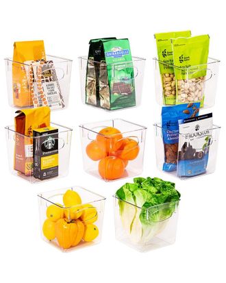 Sorbus Clear 8Pc Plastic Storage Bins With Handles