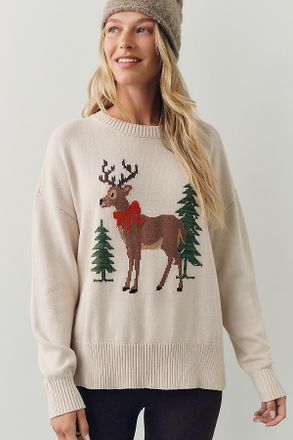 Beach Riot Callie Tree Oversized Crew-Neck Sweater