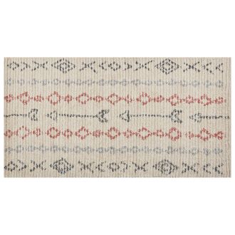 Beliani Alfombra De Algod&oacute;n Beige Claro Negro Naranja 80 X 150 Cm A Mano Geom&eacute;trico Dispur