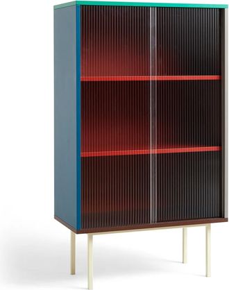 HAY Colour Cabinet Schrank mit Glastüren, 130 x 75 cm, mehrfarbig (freistehend)