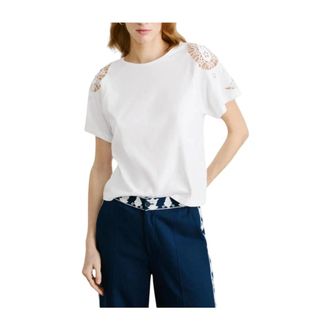 Pepe Jeans London Tops, Dames, Wit, S, Katoen, Veronica T-shirt, frisse en elegante stijl