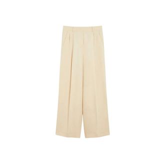 Max Mara Wide Trousers, female, White, S, Sailboat Linen Trousers Ivory