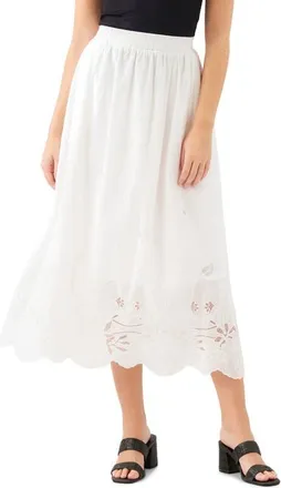 Karen Kane Embroidered Eyelet Cotton Midi Skirt in Off White at Nordstrom, Size X-Large