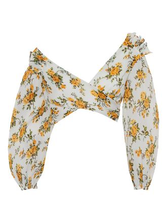 Zimmermann floral-print top - women - Polyester/Silk/Viscose - 2 - White