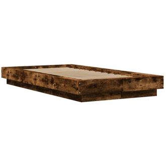 vidaXL Bed Frame with led Lights without Mattress Smoked Oak 90x200cm Vidaxl