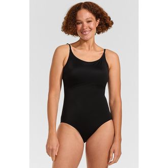 Lands End D-Cup Tugless Thin Strap One Piece Swimsuit in Black at Nordstrom, Size 16