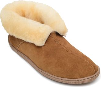 Minnetonka Mens Sheepskin Ankle Boot, Golden Tan, 7 Wide