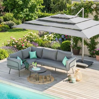 Hesperide Ombrellone 400x300 cm Elea grigio