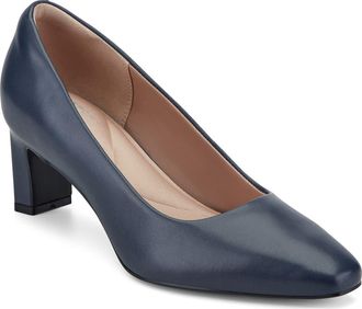 Rockport Merida Almond Toe Pump in Dark Blue Leather at Nordstrom, Size 7.5