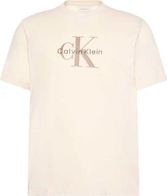 Calvin Klein Heren Monogram T-Shirt (Krijt)