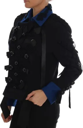 Dolce & Gabbana Womens Black Wool Trench Jacket Clothing