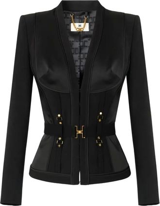 Elisabetta Franchi Blazers, female, Black, Size: L Blazer