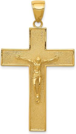 Diamond2Deal 10k Yellow Gold Textured Crucifix Latin Cross Pendant