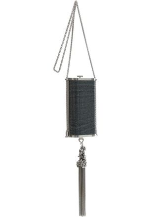 Roberto Cavalli crystal-embellished tassel shoulder bag - Black