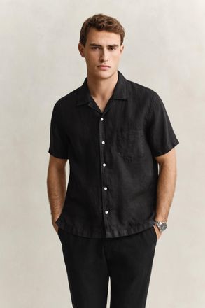 GANT Men Short Sleeve Linen Shirt (XXXL) BLACK