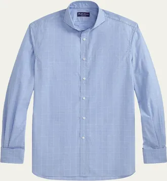 Ralph Lauren Purple Label Mens Cotton Glen Check French Cuff Dress Shirt