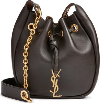 Saint Laurent Paris VII Leather Bucket Bag in Fondente/Dark Cigar at Nordstrom