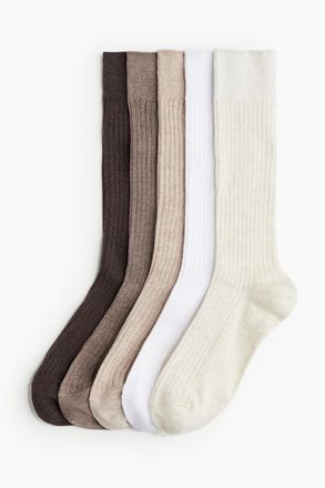 H&M 5er-Pack Socken - Weiss/Beige/Braun