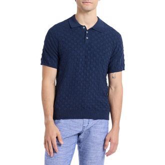 Robert Graham Hampson Cotton Polo Sweater in Navy at Nordstrom, Size Xxx-Large