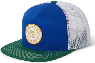 Brixton Oath Logo Patch Snapback Trucker Hat in Off White/primal Green/sand at Nordstrom