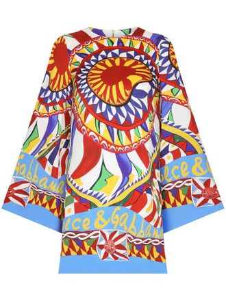 Dolce & Gabbana Abito corto con stampa grafica - Rosso