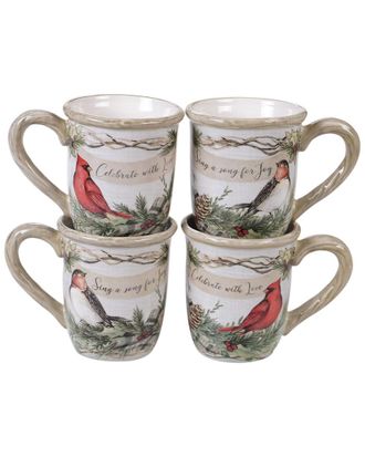 Certified International Set Of 4 Holly And Ivy Mugs