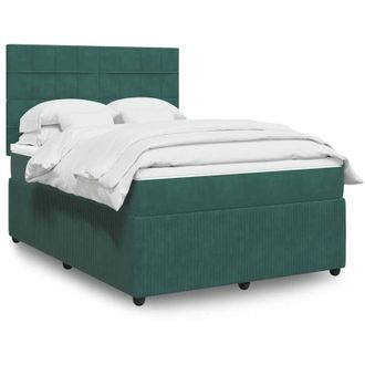 vidaXL Vidaxl - Cama Box Spring Con Colch&oacute;n Terciopelo Verde Oscuro 140x200 Cm
