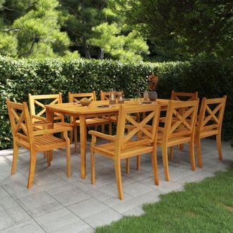 vidaXL Juego De Comedor De Jard&iacute;n 9 Piezas Madera Maciza De Acacia Vidaxl