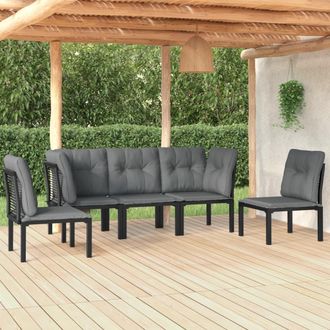 vidaXL Juego De Muebles De Jard&iacute;n 5 Pzas Rat&aacute;n Sint&eacute;tico Negro Y Gris Vidaxl