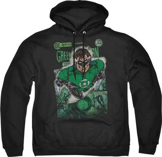 Gildan Justice League of America Green Lantern 1 Distress Adult Pull Over Hoodie / Hooded Sweatshirt