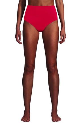 Lands End Chlorine Resistant Pinchless High Waisted Bikini Bottoms in Strawberry at Nordstrom, Size 16