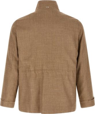 Herno Womens Beige Wool Full-Length Jacket Clothing