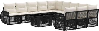 vidaXL Conjunto De Sof&aacute;s De Jard&iacute;n 12 Uds. Negro Y Blanco Crema Vidaxl