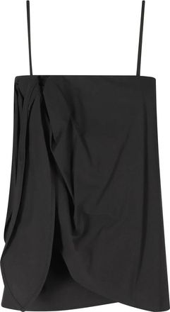 Isabelle Blanche Top met Strik - Dames - Tops zonder mouwen - Zwart - XS - Leer - Tops