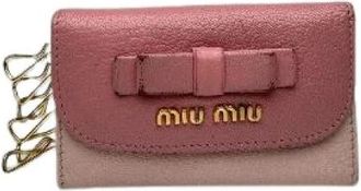 Miu Miu Pre-owned Leren Sleutelhanger - Dames - Vintage Accessoires - Beige - ONE Size - Leer - Vintage